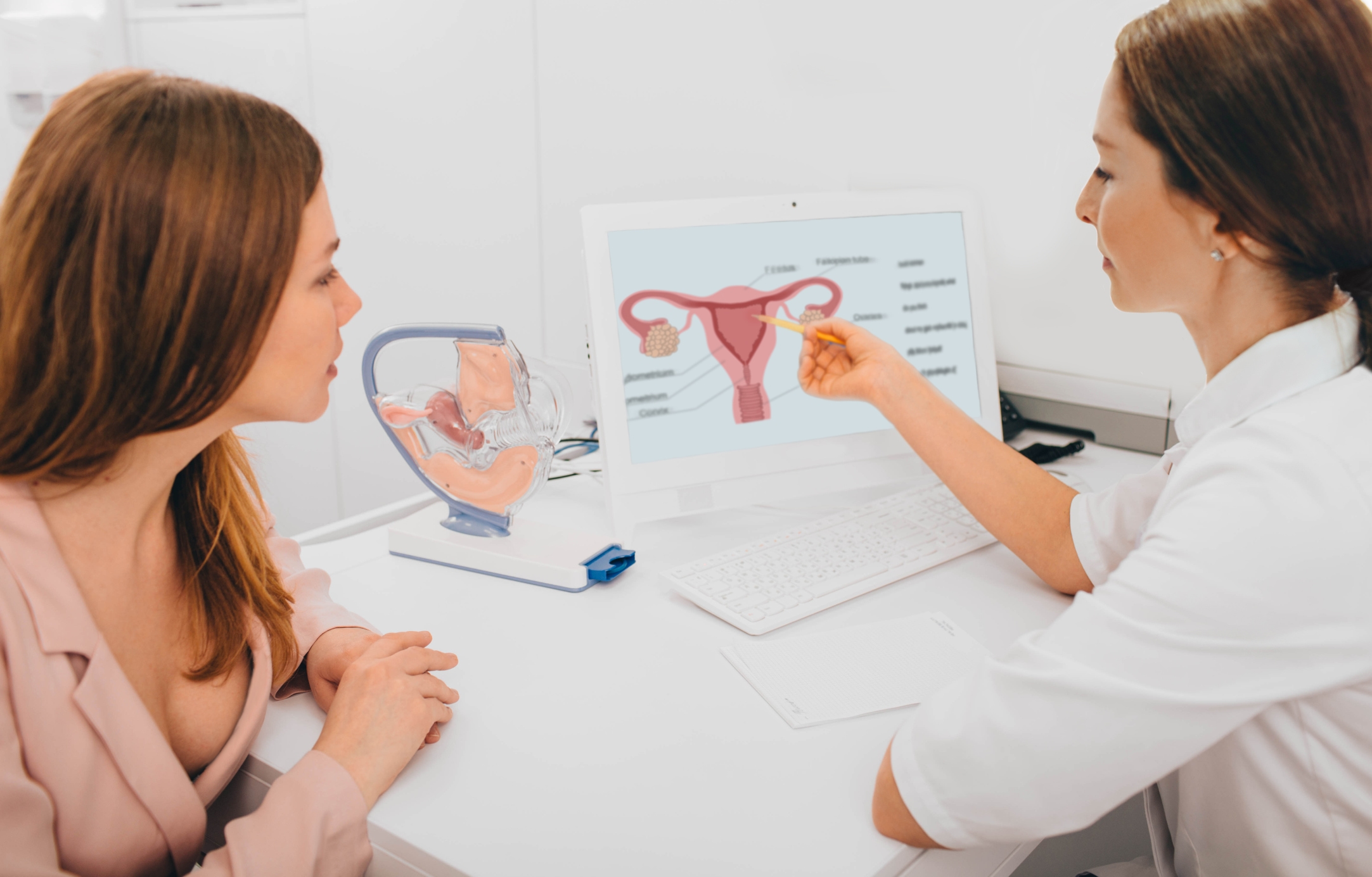 Troubles de la ménopause : Symptômes et traitements 1 woman consults with her gynecologist in the gynecologist's office