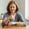 Femme de 50 ans qui masse son poignet, douleurs des articulations à la ménopause