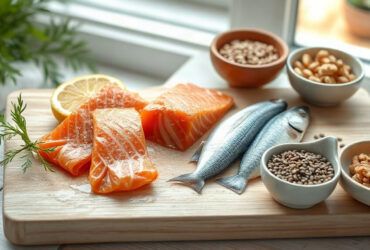 Quantité d'oméga-3 par jour : saumon, sardines, noix et graines de lin